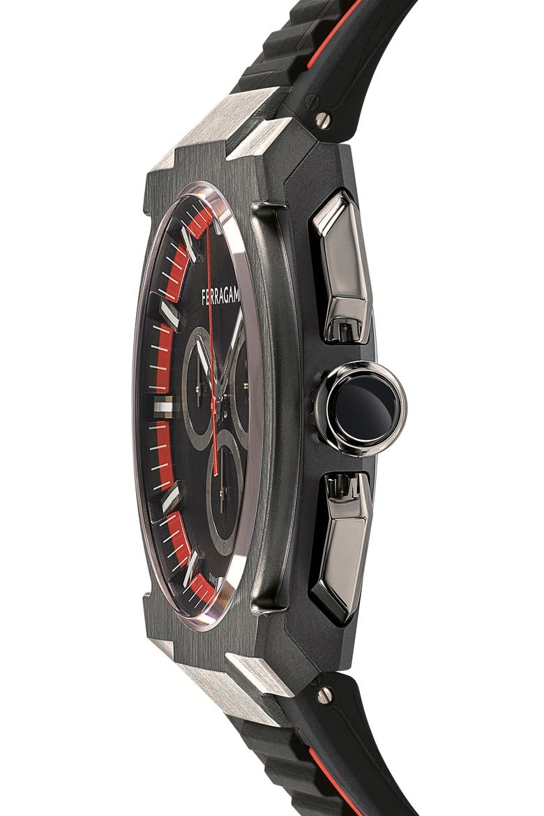 Supreme Chronograph Recycled Polyurethane Strap Watch, 43mm, Alternate, color, IP GUNMETAL