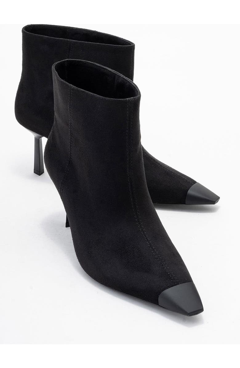 Prologue Shoes Rassel Pointed Toe Boot, Alternate, color, Black Suede Faux Leather