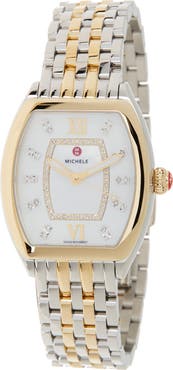 MICHELE Women's Releve Diamond Two-Tone Bracelet Watch, 31mm x 40mm - 0.19 ctw