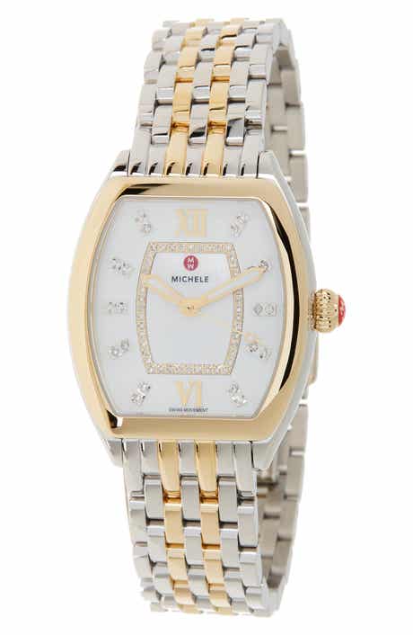 MICHELE Women's Releve Diamond Two-Tone Bracelet Watch, 31mm x 40mm - 0.19 ctw