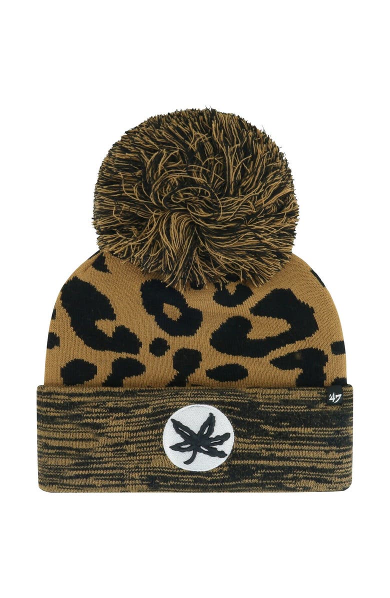 '47 Women's '47  Brown Ohio State Buckeyes Rosette Cuffed Knit Hat with Pom, Main, color, Brown