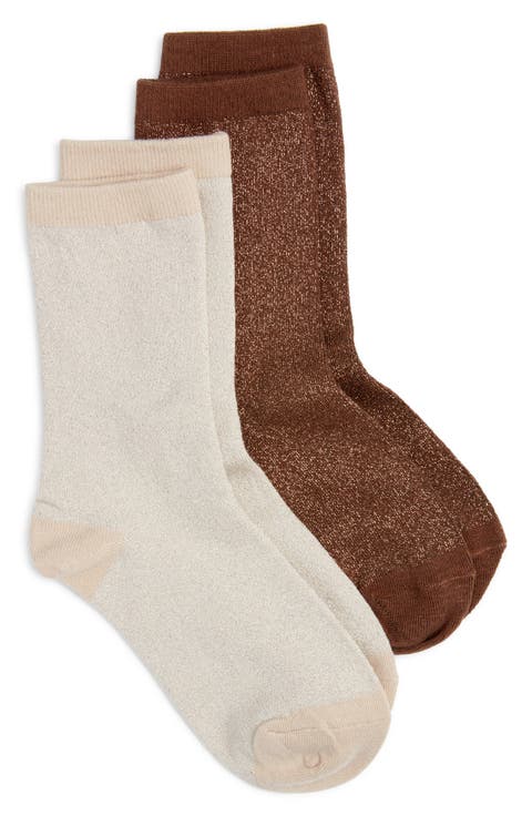 Assorted 2-Pack Metallic Crew Socks