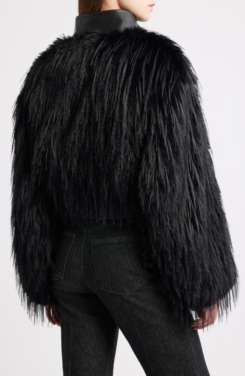 BOSS Cecool Faux Leather & Faux Fur Crop Jacket, Alternate, color, Black