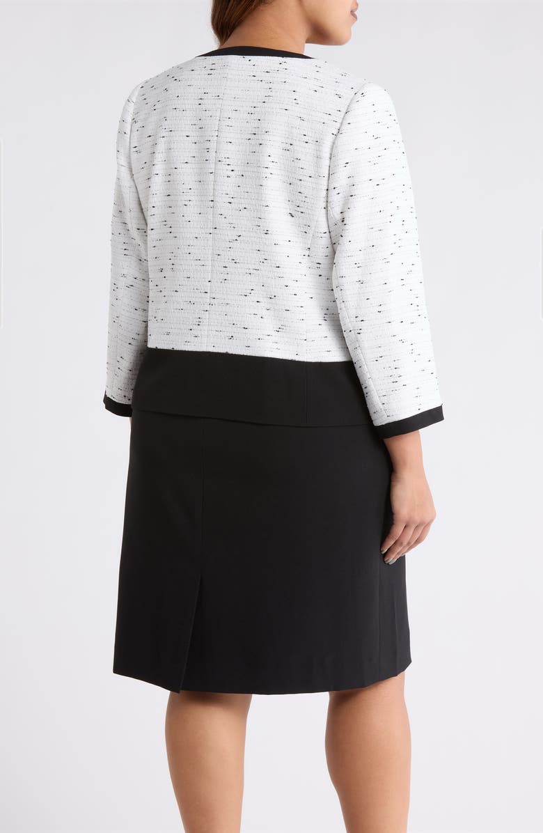 KASPER Tweed Cardigan, Alternate, color, Lily White/ Black