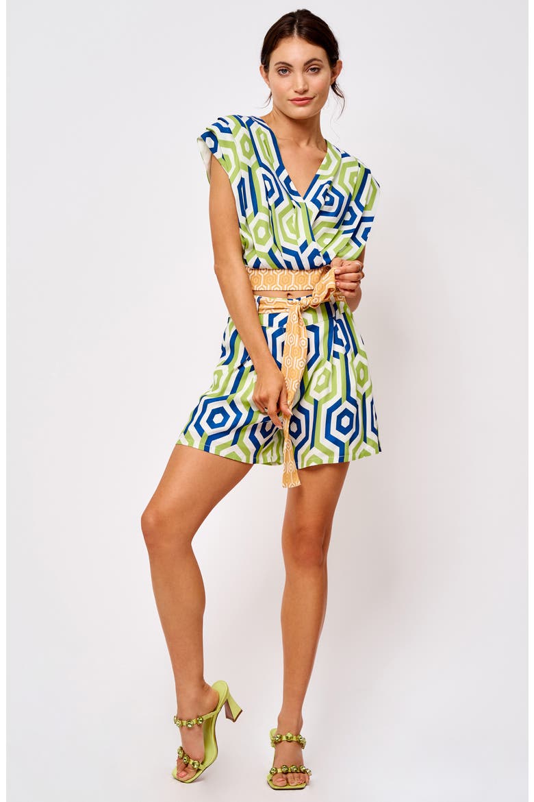 Joie Belted Pintuck Shorts, Alternate, color, LIME GREEN