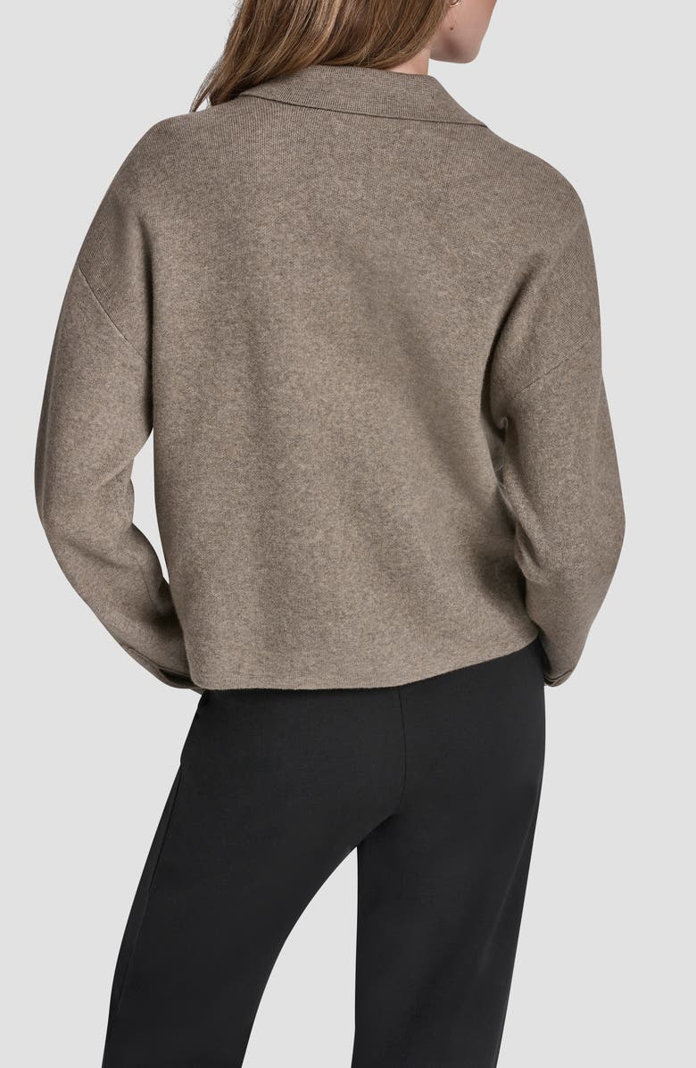 DKNY Collared Zip Cardigan, Alternate, color, City Taupe Heather