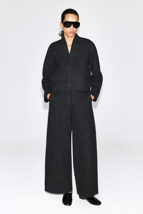 Boiled Wool-blend Barrel-leg Pants