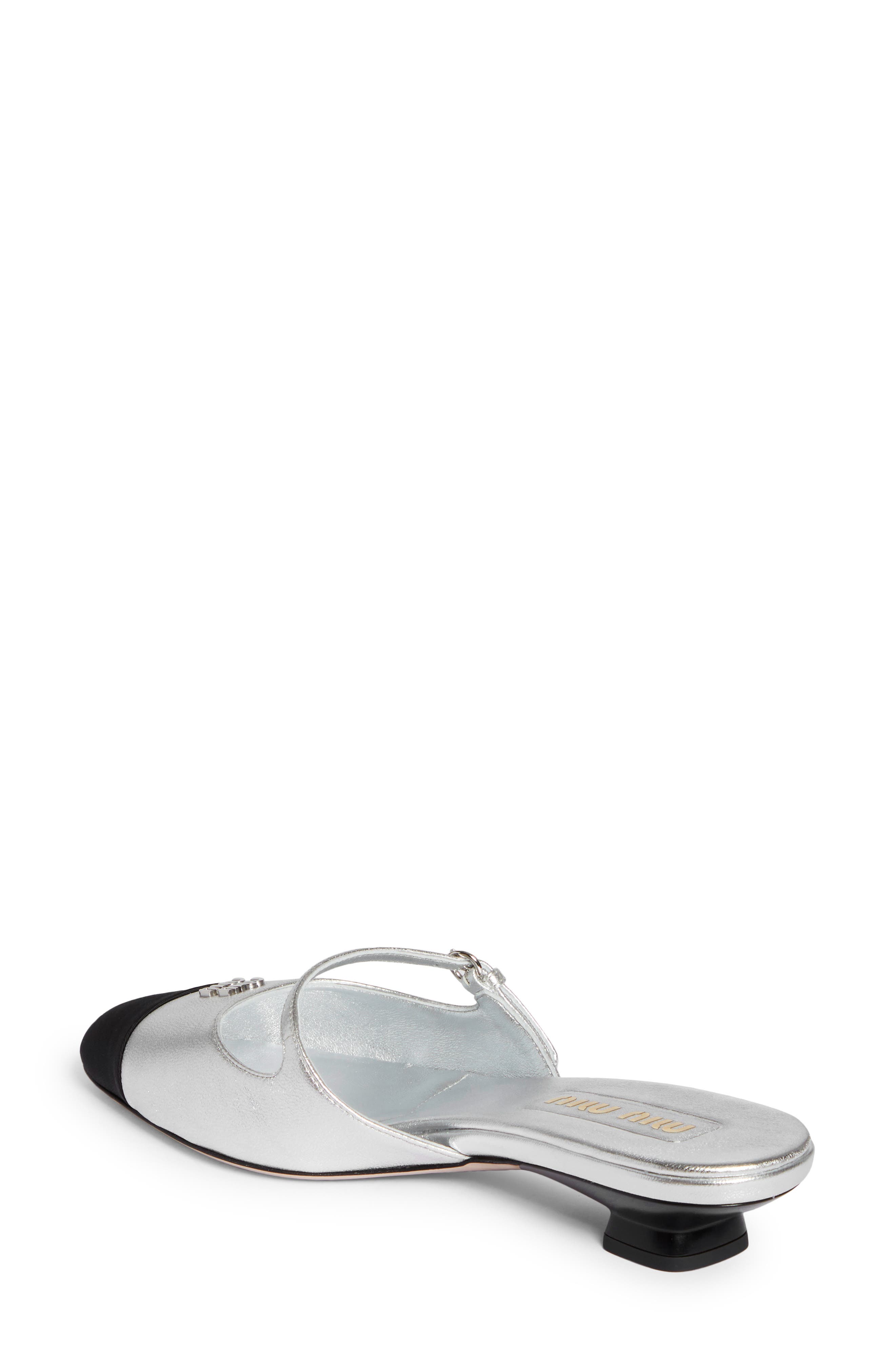 Sabot Mary Jane Cap Toe Mule, Alternate, color, SILVER/ BLACK