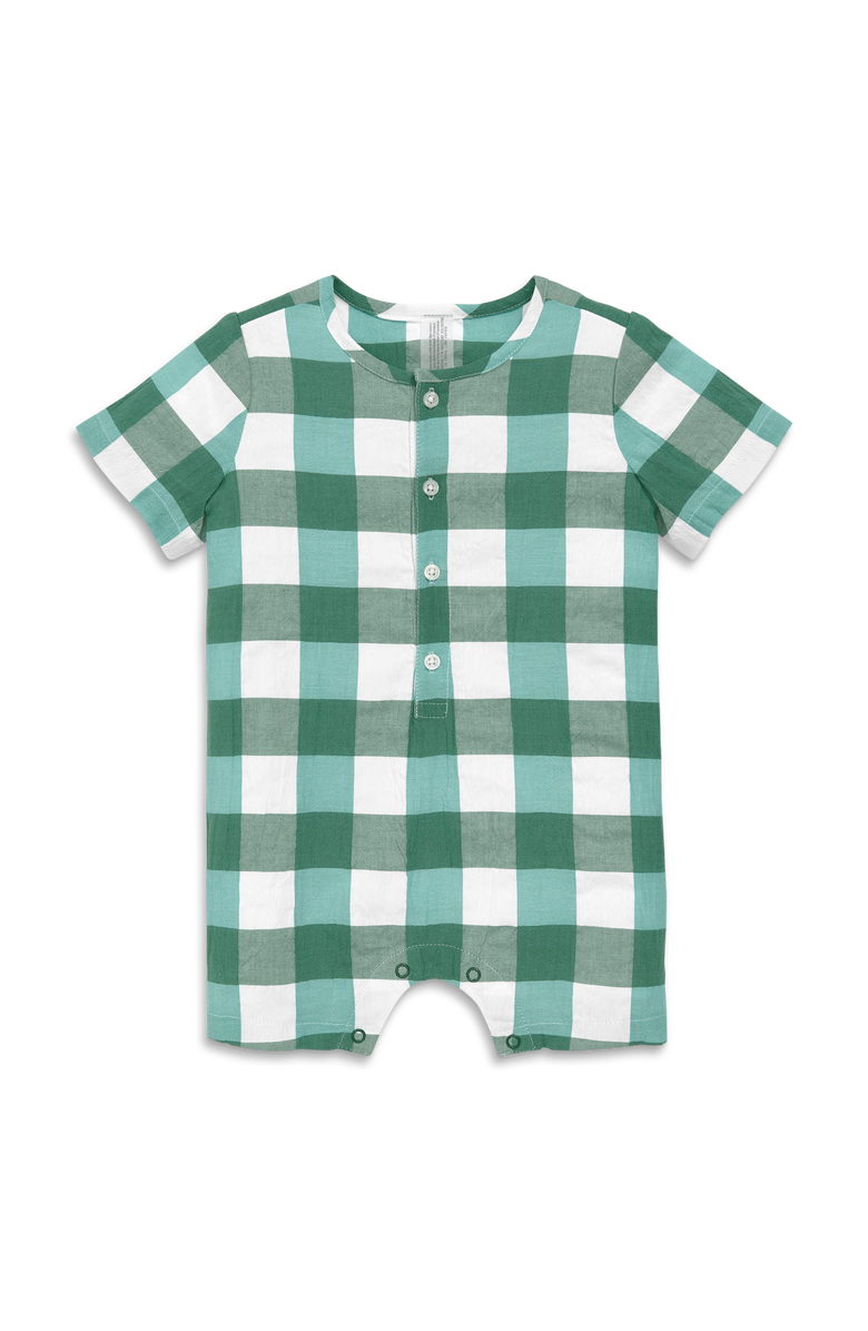 Primary Baby Henley Picnic Shortie In Gingham, Alternate, color, 
