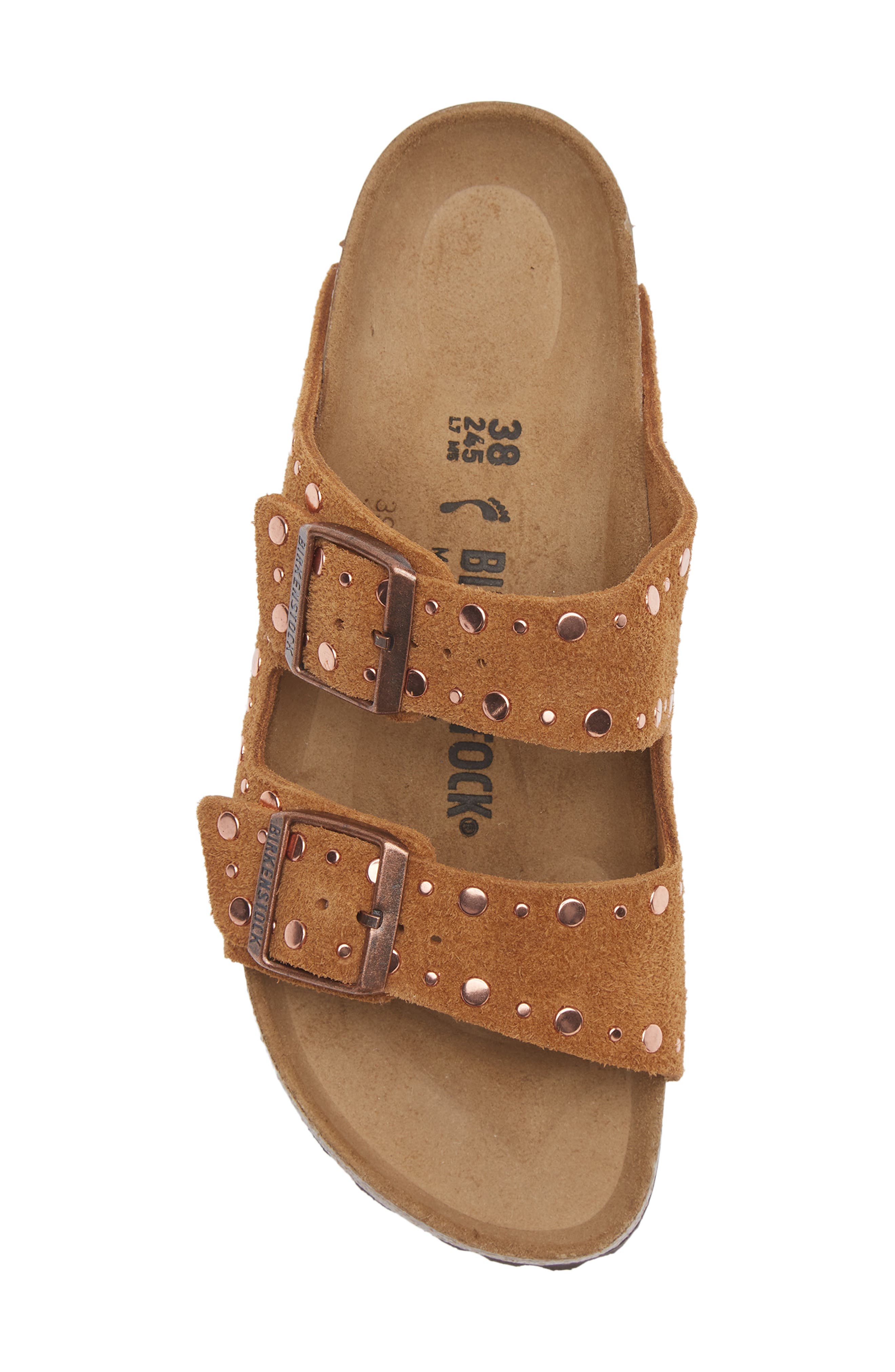 Arizona Rivets Studded Slide Sandal, Alternate, color, MINK SUEDE