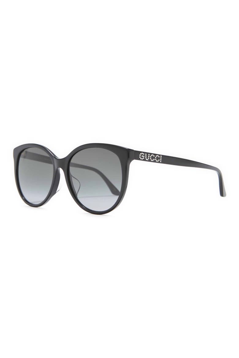 56mm Round Sunglasses, Alternate, color, BLACK