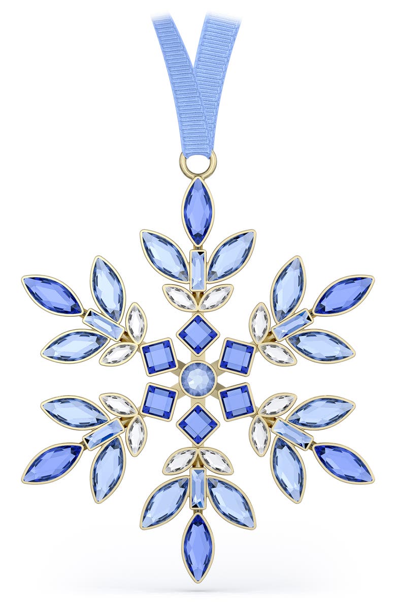 Swarovski Gema Crystal Snowflake Holiday Ornament, Main, color, Blue