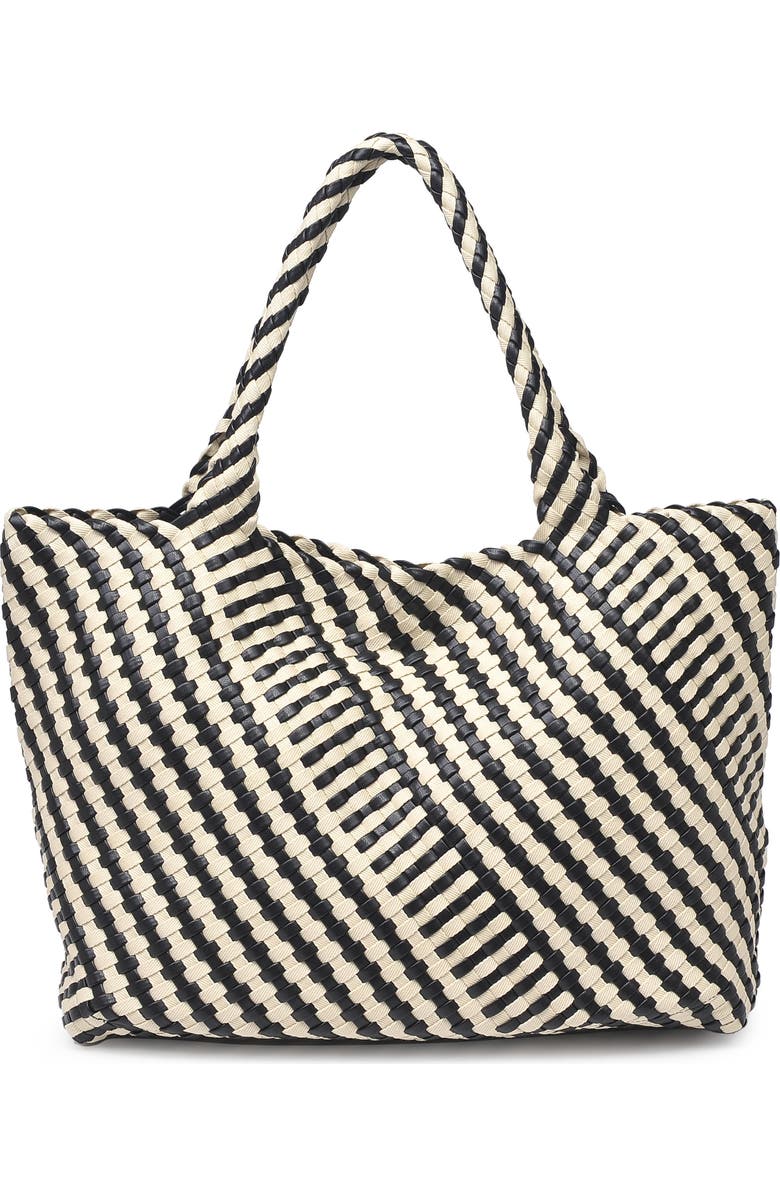 MODA LUXE Woven Tote, Alternate, color, Black Ivory