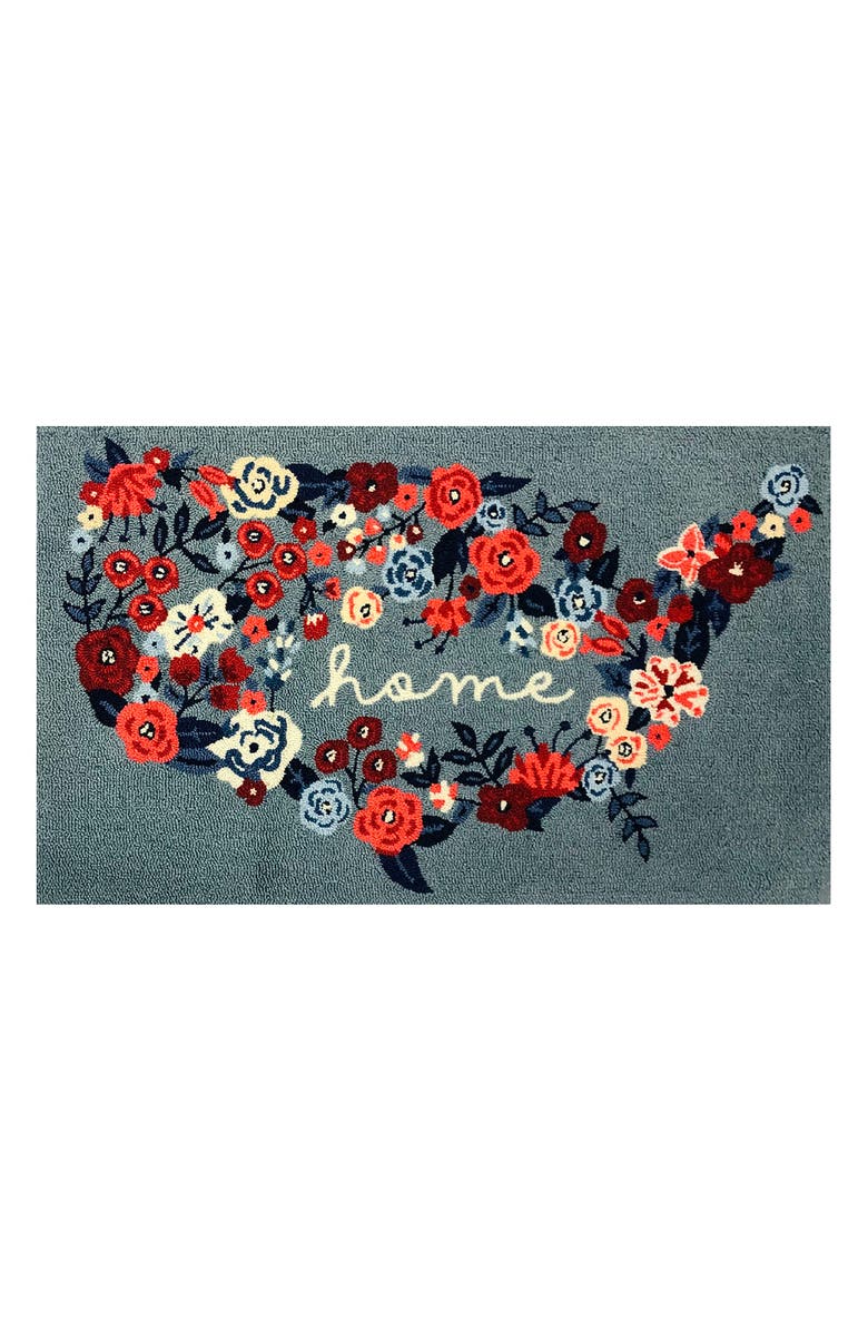 R16 HOME Home Floral Doormat, Main, color, Chambray Multi