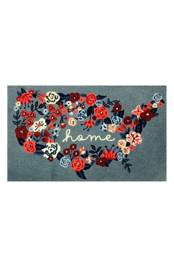R16 Home Home Floral Doormat In Chambray Multi