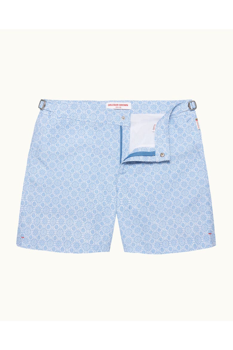Bulldog Exclusive-Print Mid-Length Swim Shorts, Main, color, Wave Blue