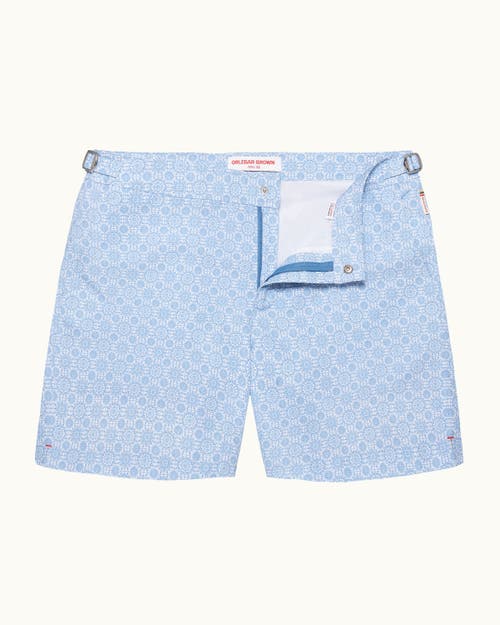 Orlebar Brown Bulldog Exclusive-print Mid-length Swim Shorts In Wave Blue