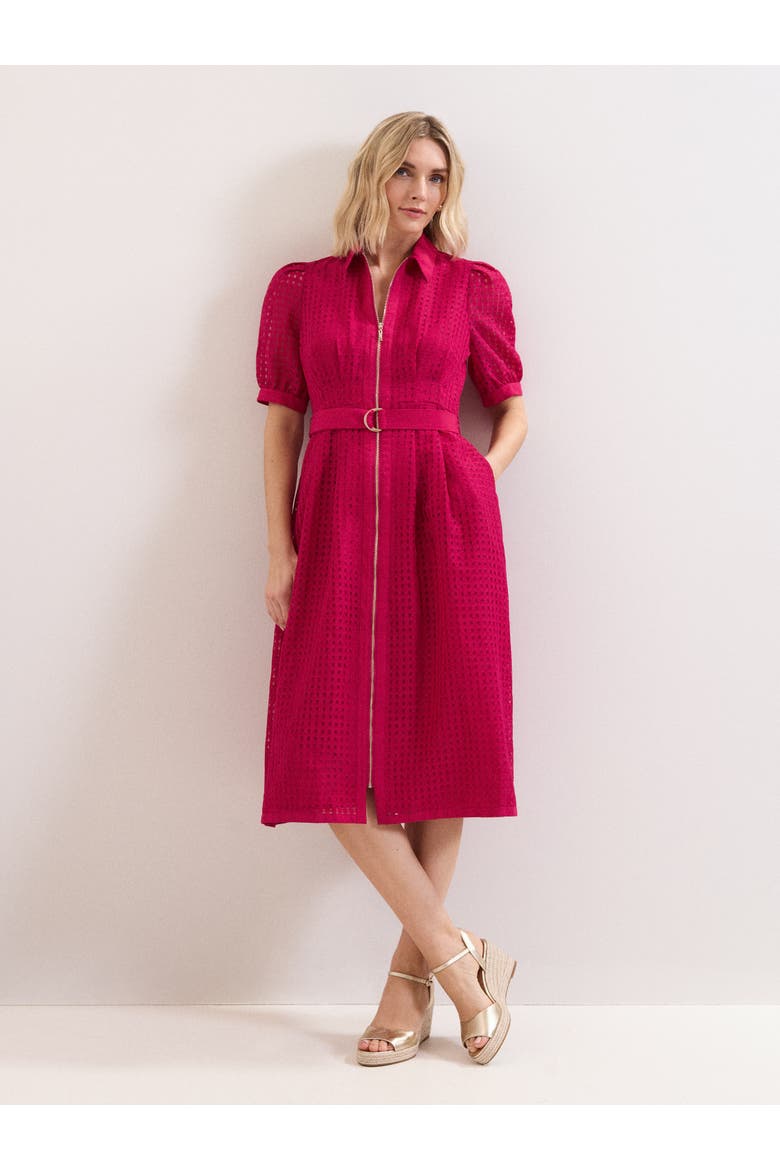 Carey Belted Midi Shirt Dress, Alternate, color, Pink