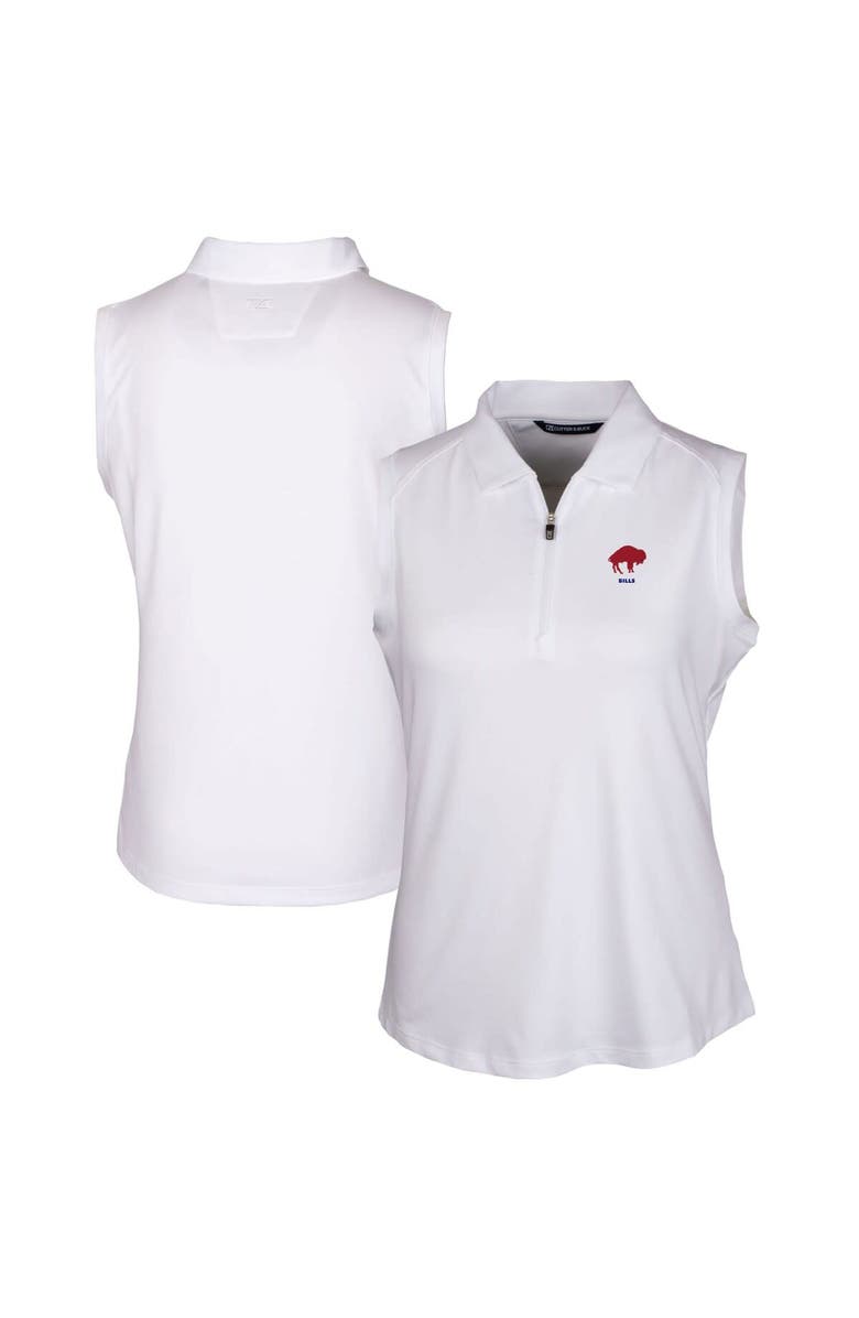 Cutter & Buck Women's Cutter & Buck White Buffalo Bills Throwback Logo Forge Stretch Sleeveless Polo, Main, color, 