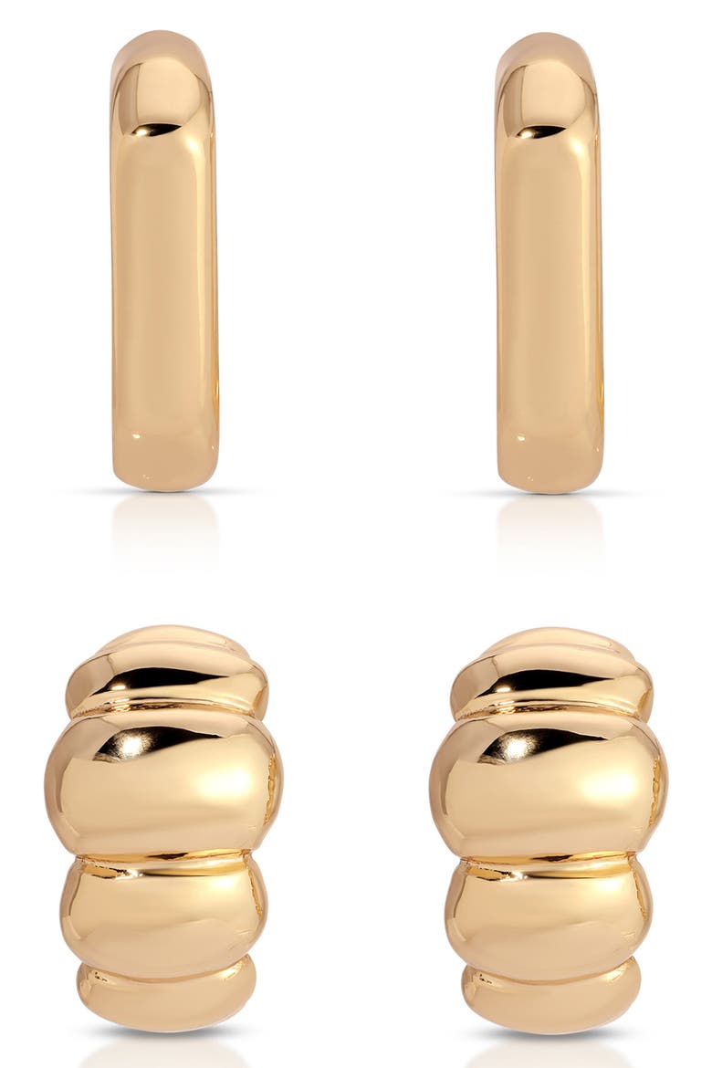 2-Pack Huggie Hoop Earrings, Alternate, color, GOLD
