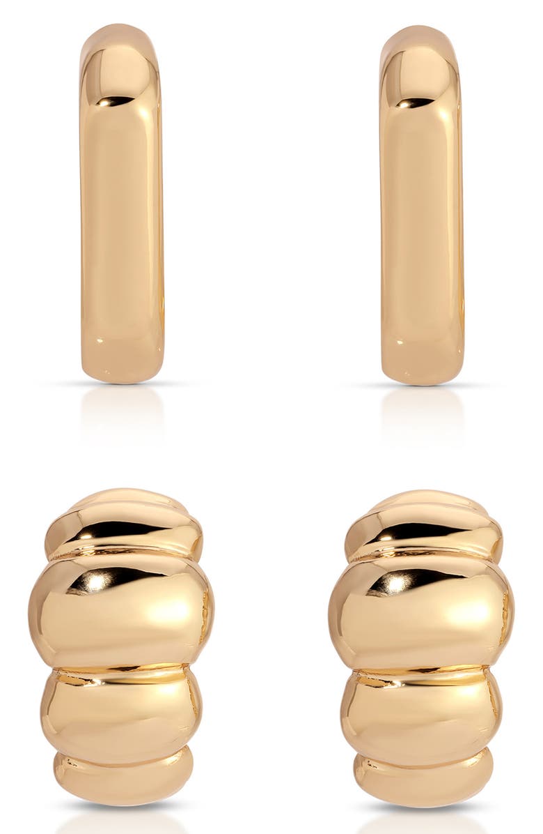 Ettika 2-Pack Huggie Hoop Earrings, Alternate, color, Gold