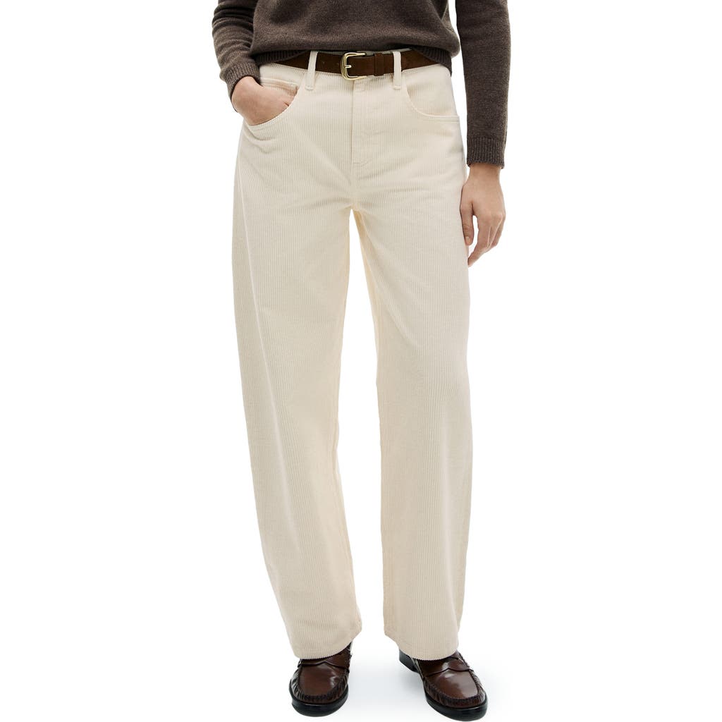 Mango High Waist Straight Leg Corduroy Jeans In Off White