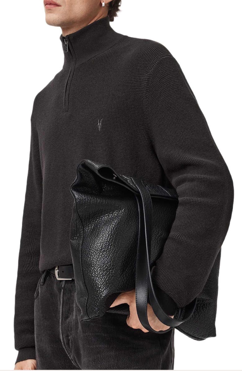 AllSaints Wool Blend Quarter Zip Sweater, Alternate, color, Espresso Brown