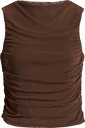 Open Edit Ruched Mesh Tank Top