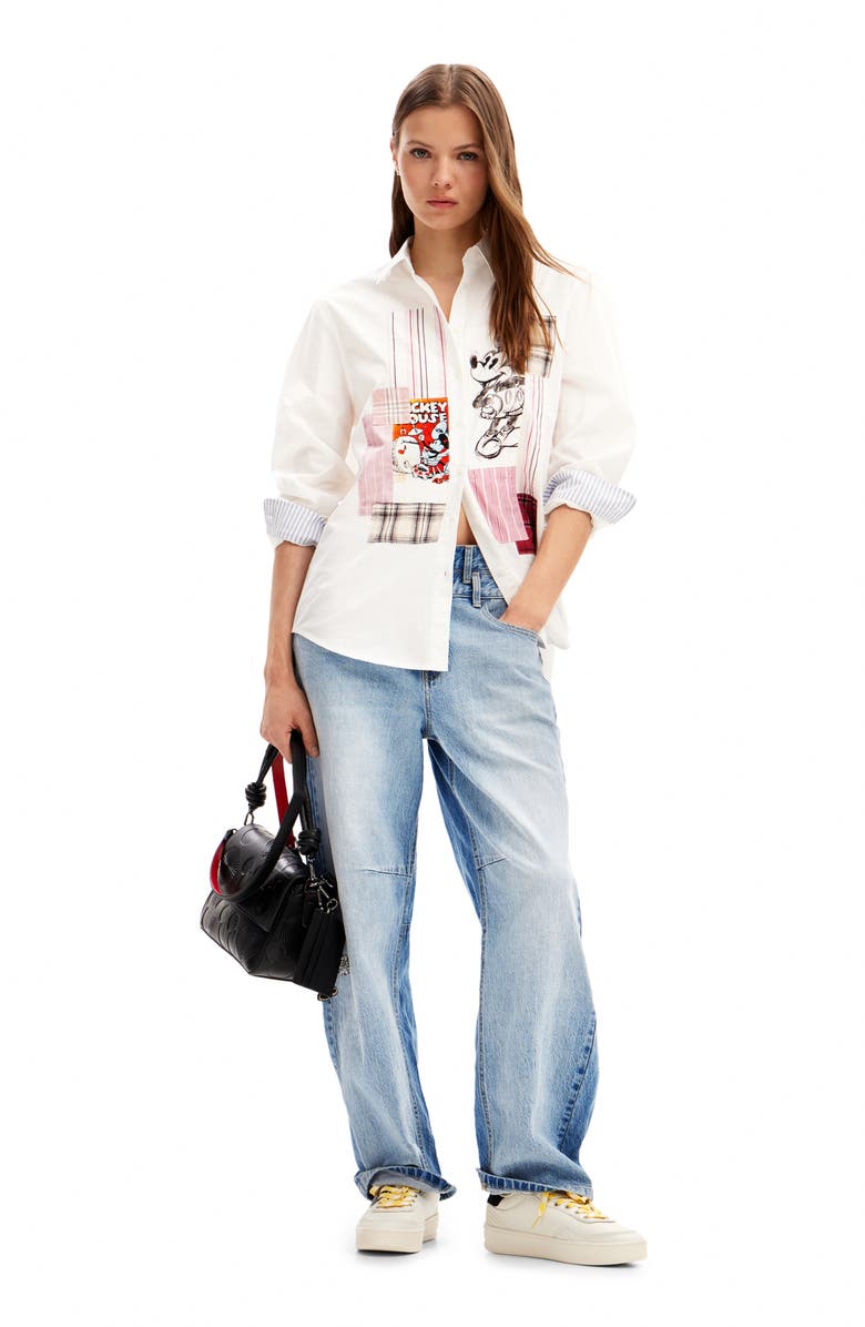 Desigual Mickey Mouse Patchwork Shirt, Alternate, color, 