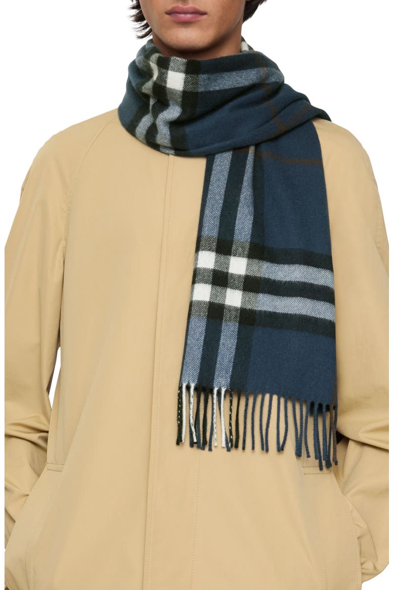 Giant Check Cashmere Scarf, Alternate, color, MAST BLUE