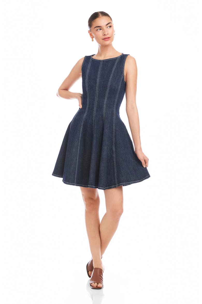 Darla Fit & Flare Denim Minidress, Alternate, color, INDIGO