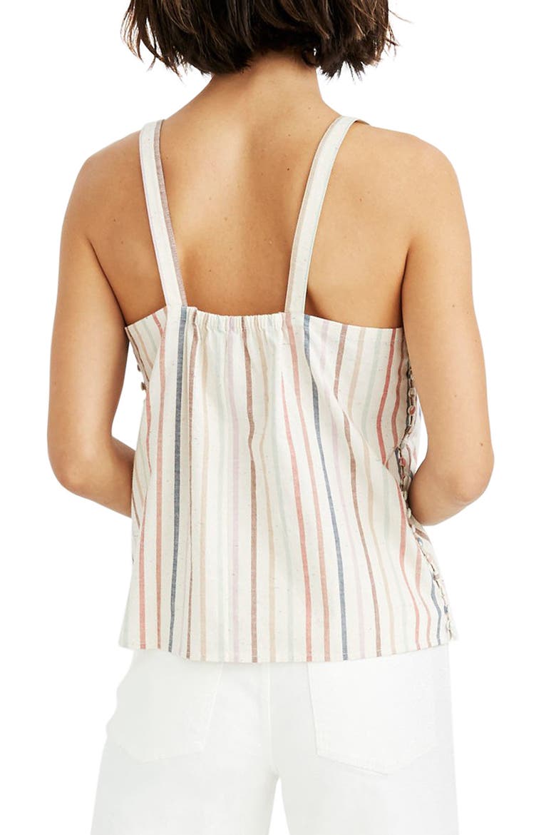 Flecked Rainbow Stripe Side Button Camisole, Alternate, color, NEBS STRIPE PEARL IVORY