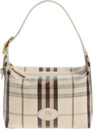 Burberry Highlands Check Coated Canvas Top Handle Bag