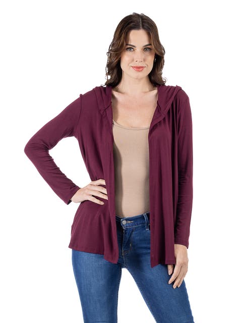 Open Front Lightweight Hooded Cardigan