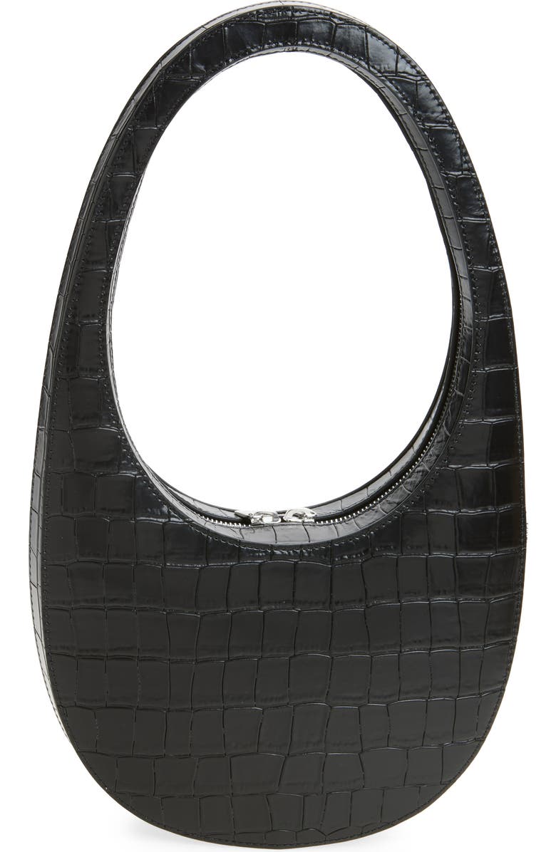 Coperni Swipe Croc Embossed Leather Handbag, Alternate, color, Black