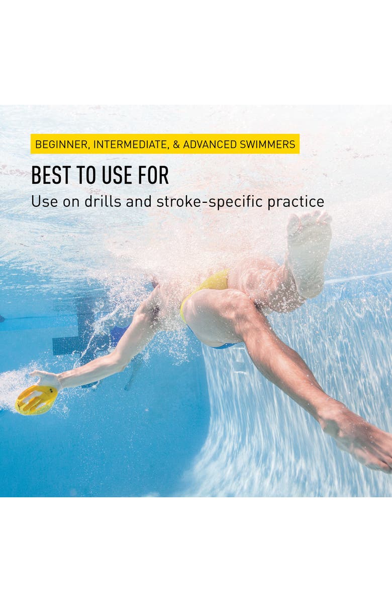 FINIS Iso Swim Training Paddles Stroke Technique Trainer Isolates Muscle Groups Strapless, Alternate, color, Black & Yellow