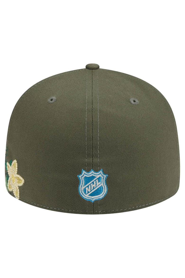 Men's New Era Olive New York Rangers Tonal Florals 59FIFTY Fitted Hat, Alternate, color, Olive