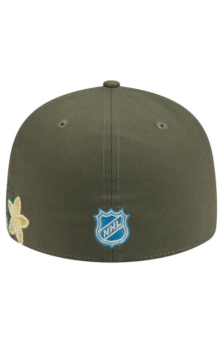 New Era Men's New Era Olive New York Rangers Tonal Florals 59FIFTY Fitted Hat, Alternate, color, Olive