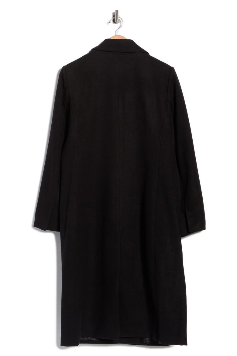 Fitted Double Breasted Notch Collar Long Coat, Alternate, color, BLACK