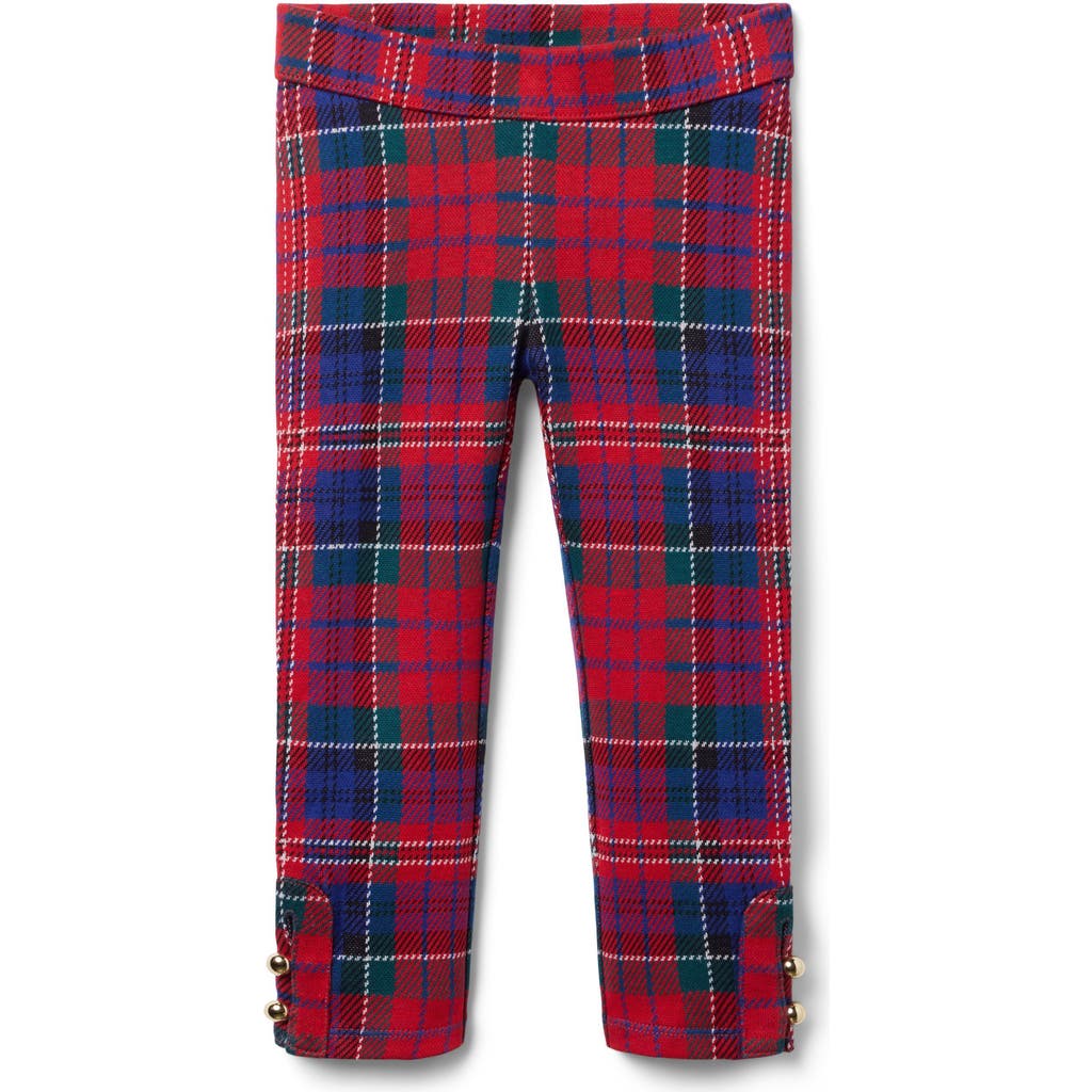 Janie And Jack Tartan Button Cuff Pant In Red