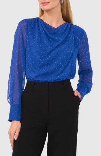 Halogen ® Cowl Neck Chiffon Top In Blue