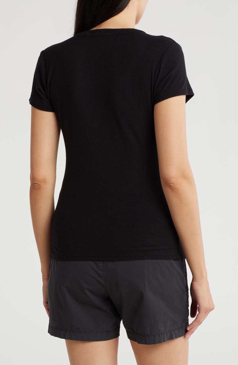 James Perse V-Neck Cotton Blend Henley, Alternate, color, Black