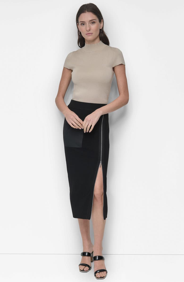 DKNY Zipper Slit Midi Sweater Skirt, Alternate, color,