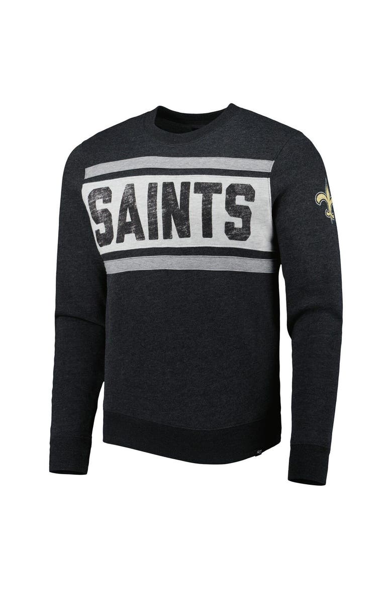 Men's '47 Heathered Black New Orleans Saints Bypass Tribeca Pullover Sweatshirt, Alternate, color, Black
