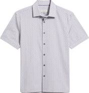 Bugatchi Miles OoohCotton® Geometric Print Short Sleeve Button-Up Shirt