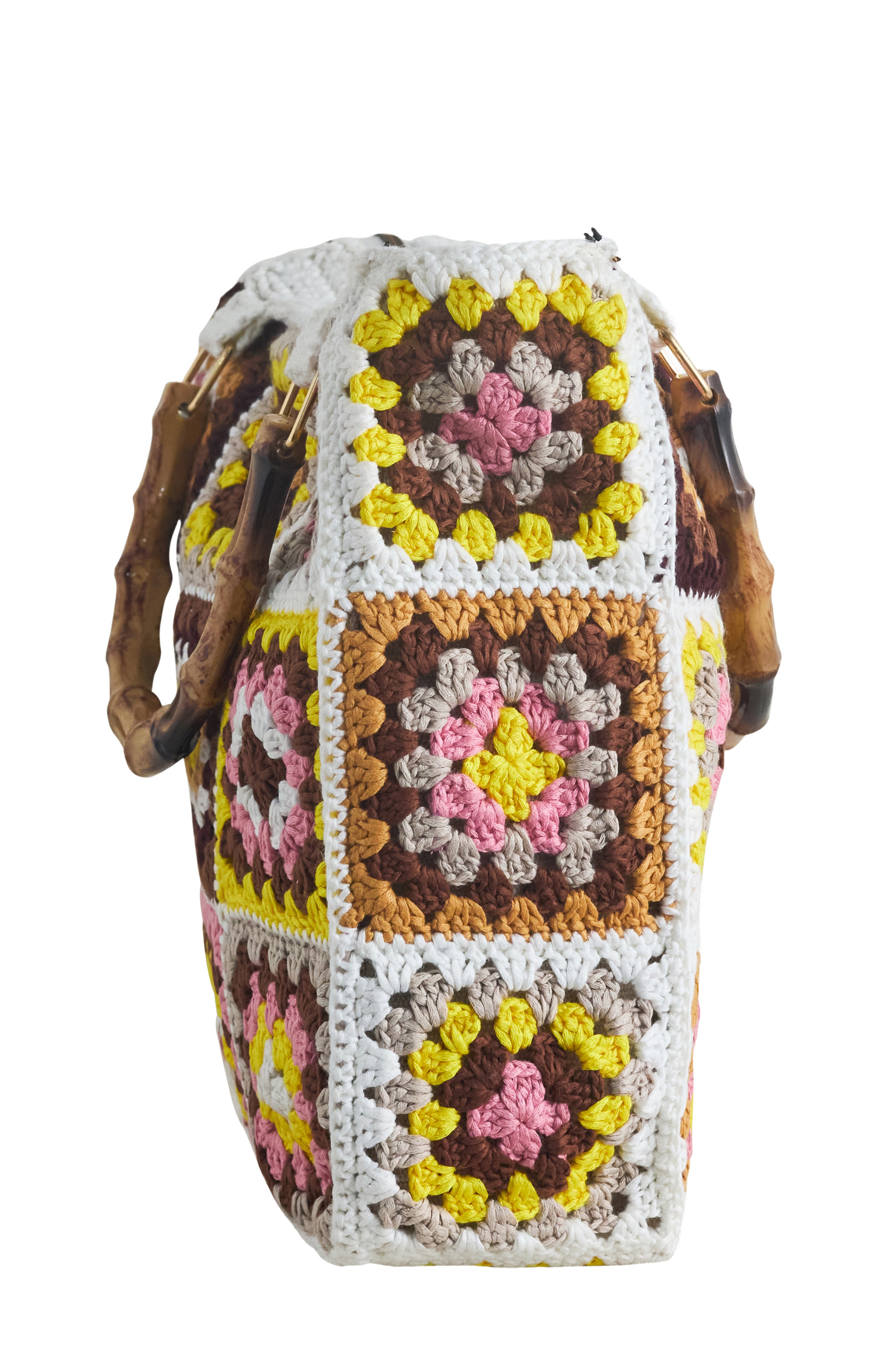 Solomon & Sage Granny Square Crochet Tote Bag, Alternate, color, Brown