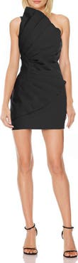 Jewel Badgley Mischka Fan One-Shoulder Minidress