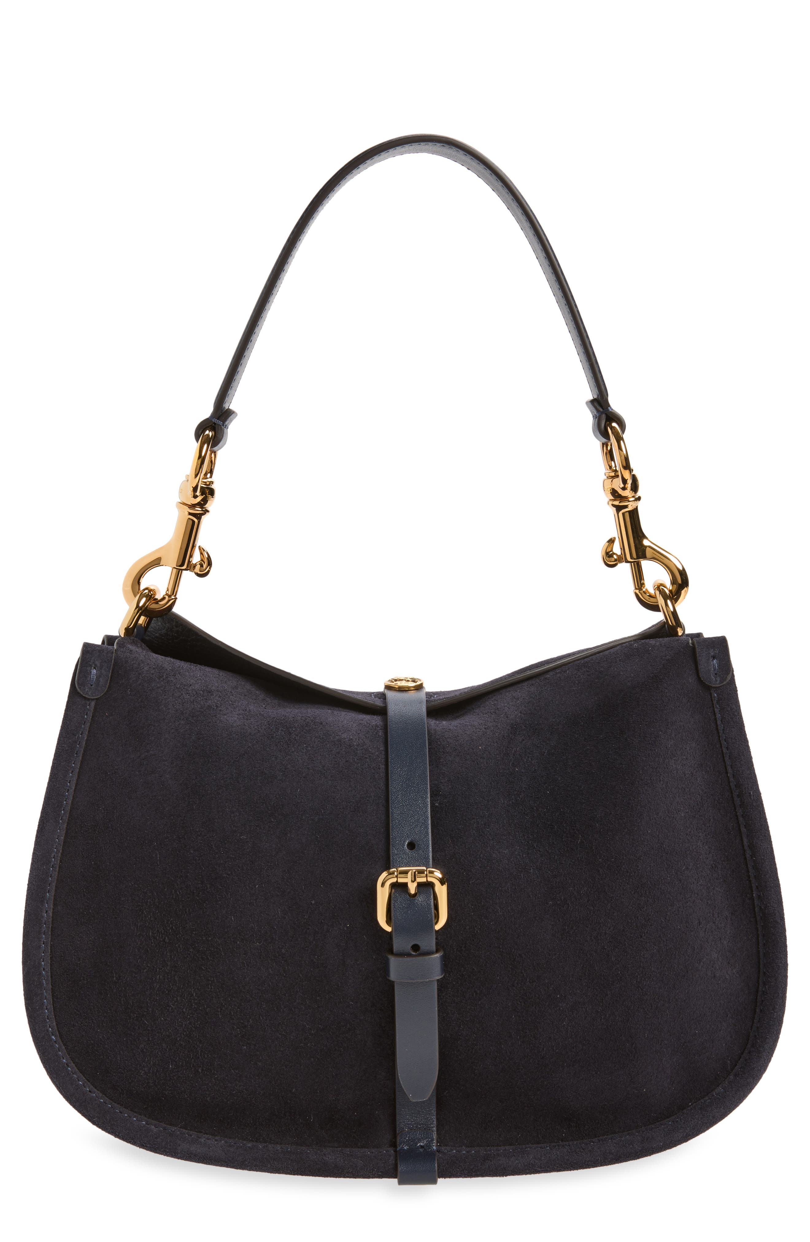 Belted Suede Hobo Bag, Main, color, BLUE