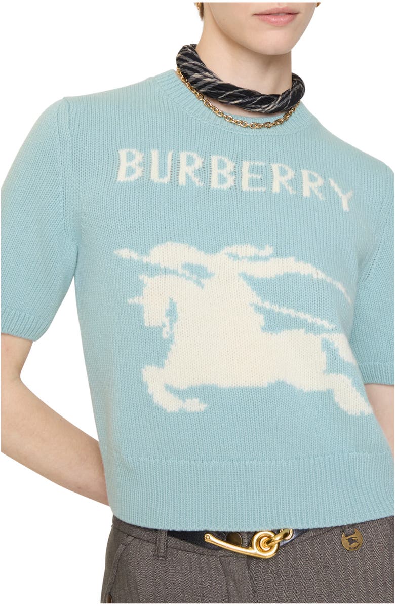 Burberry Knight Wool Cashmere Top, Main, color, Eggshell Blue