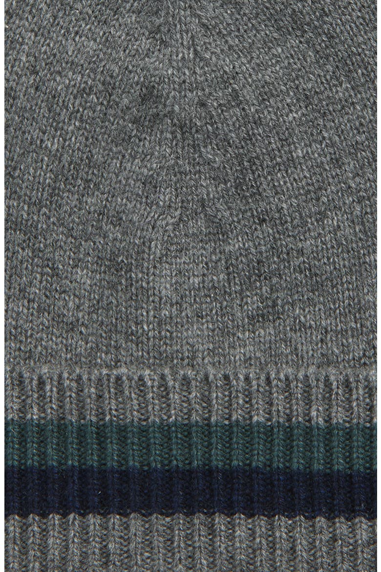 Stripe Cuff Cashmere Beanie, Alternate, color, GREY